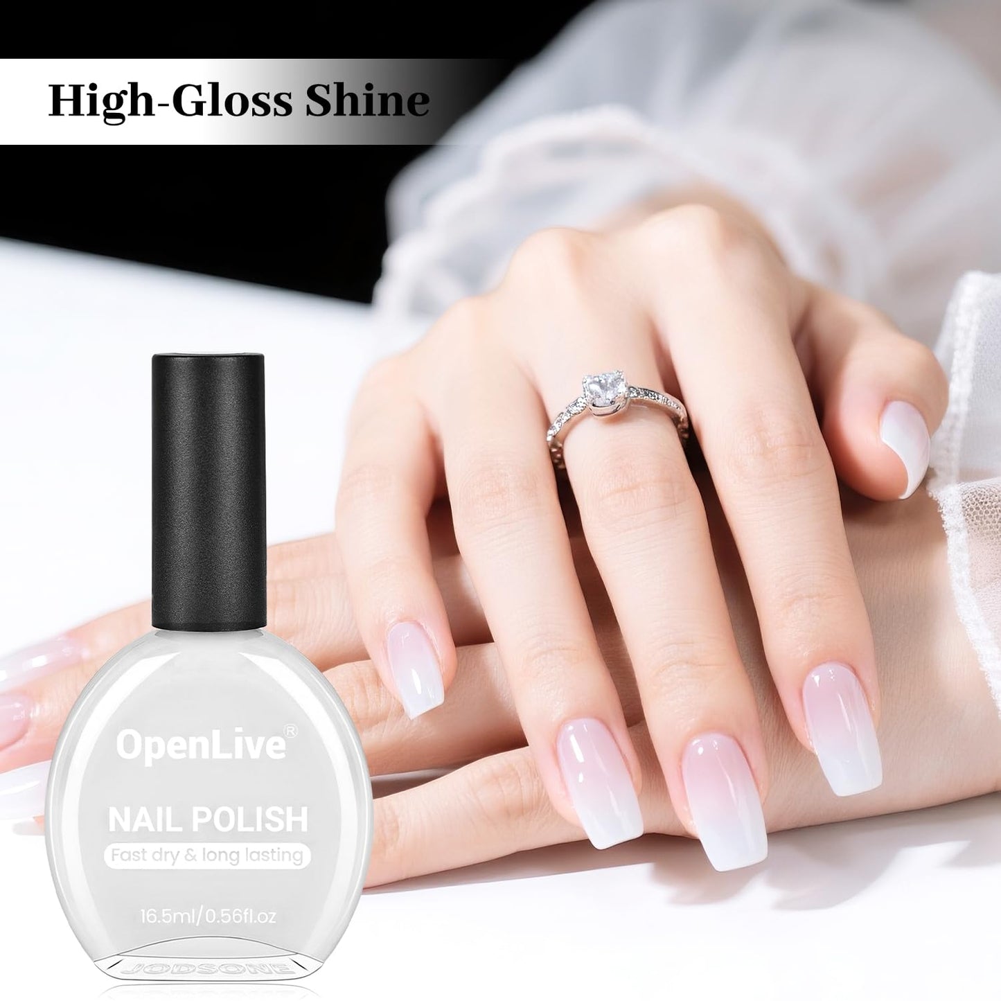 16.5ml Jelly Milky White Nail Polish Large Volume Quick Dry Nail Polish, Long Lasting Shine, Fingernail Toenail Nail Art DIY Home Travel Nail Art Gift-GlimoraGlow