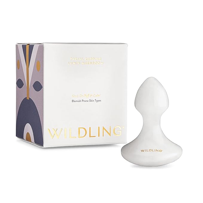 WILDLING Lumin Mushroom | Facial Massage Stone | Made with White Jade | Designed to Cool + De-puff + Calm the Skin | Perfect with Lumin Oil-GlimoraGlow