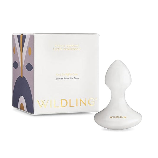 WILDLING Lumin Mushroom | Facial Massage Stone | Made with White Jade | Designed to Cool + De-puff + Calm the Skin | Perfect with Lumin Oil-GlimoraGlow