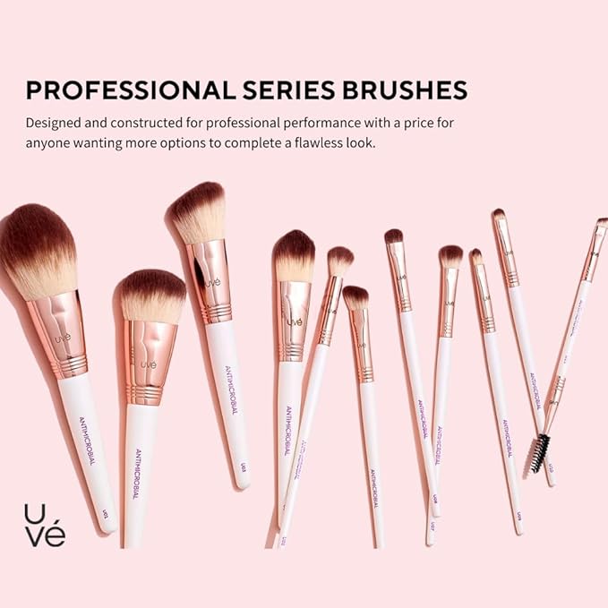 Professional Makeup Brush 11 Piece Set, Premium Synthetic Vegan Brushes Kit for Blending Powder, Foundation, Concealer, Blush & Eye Shadow, Cruelty-Free-GlimoraGlow