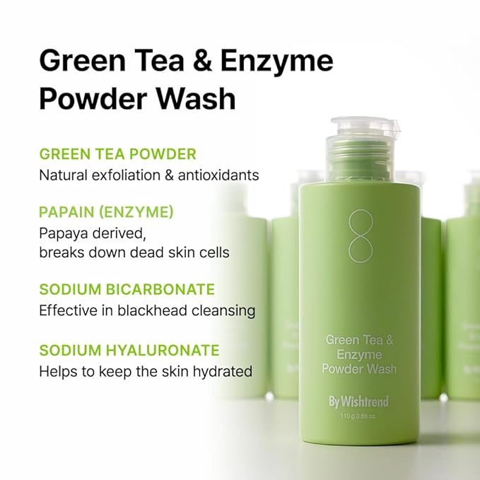 By Wishtrend Green Tea & Enzyme Powder Wash, 3.88 oz (110 g)-GlimoraGlow