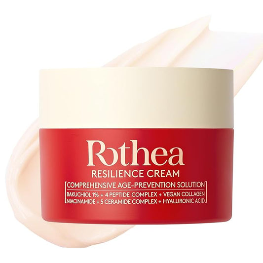 Rothea Resilience Cream, Anti-Aging with Bakuchiol 10,000ppm (Natural Retinol Alternative), Face Moisturizer, Neck Cream with Collagen, Ceramides, Peptides, Niacinamide, Korean Skin Care, 1.7 oz-GlimoraGlow