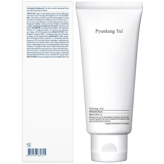 Pyunkang Yul PKY Peeling Gel with Immediate Visible Effect, Mild and Smooth Face Scrub with Papaya and AHA, Zero-Irritation, Korean Skincare (3.4 Fl.Oz, 100ml)-GlimoraGlow