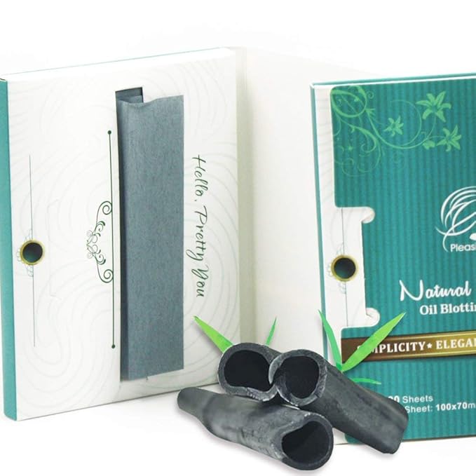 Natural Face Oil Blotting Paper - Bamboo Charcoal 100 Counts, Easy Dispensing Oil Absorbing Sheets, Premium Handy Facial Blotting Papers - Face Skin Care or Beauty Make Up Must Have-GlimoraGlow