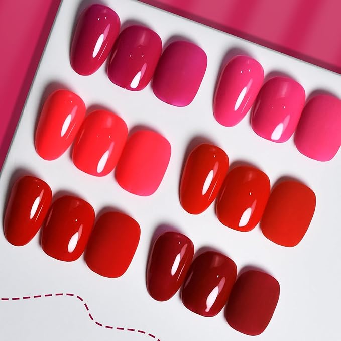 JODSONE 10ml Red Gel Nail Polish Set 6Colors Rose Red Deep All Seasons Neutral Soak off LED Lamp Gel Manicure Set for Nail Art-GlimoraGlow