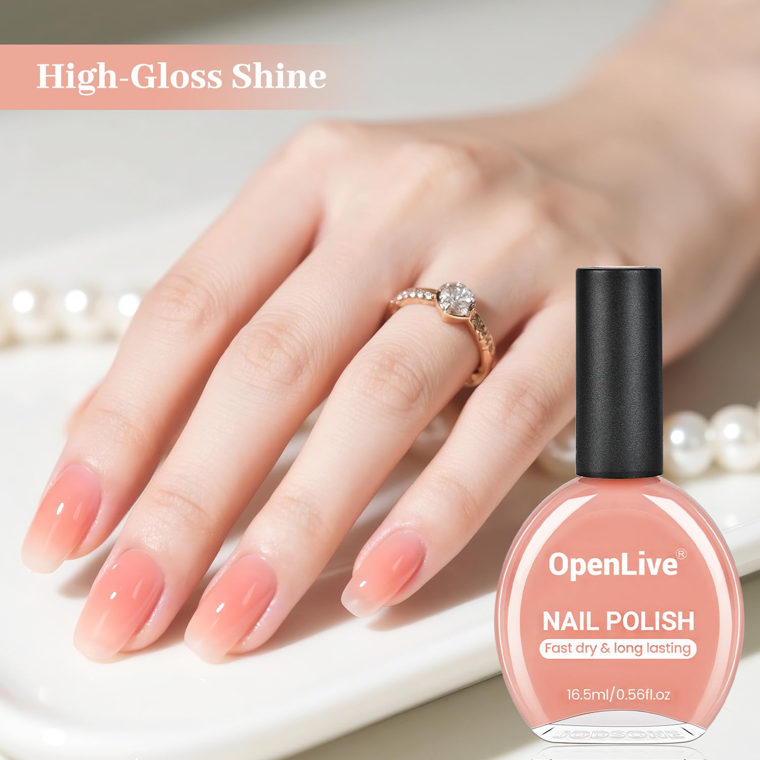 16.5ml Jelly Nude Pink Nail Polish Large Volume Quick Dry Nail Polish, Long Lasting Shine, Fingernail Toenail Nail Art DIY Home Travel Nail Art Gift-GlimoraGlow