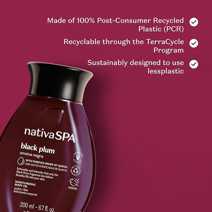 Nativa SPA by O Boticário, Black Plum Body Oil, Scented Moisturizer, Enriched with Purified Quinoa Drops to Boost Hydration, 6.8 Ounce-GlimoraGlow