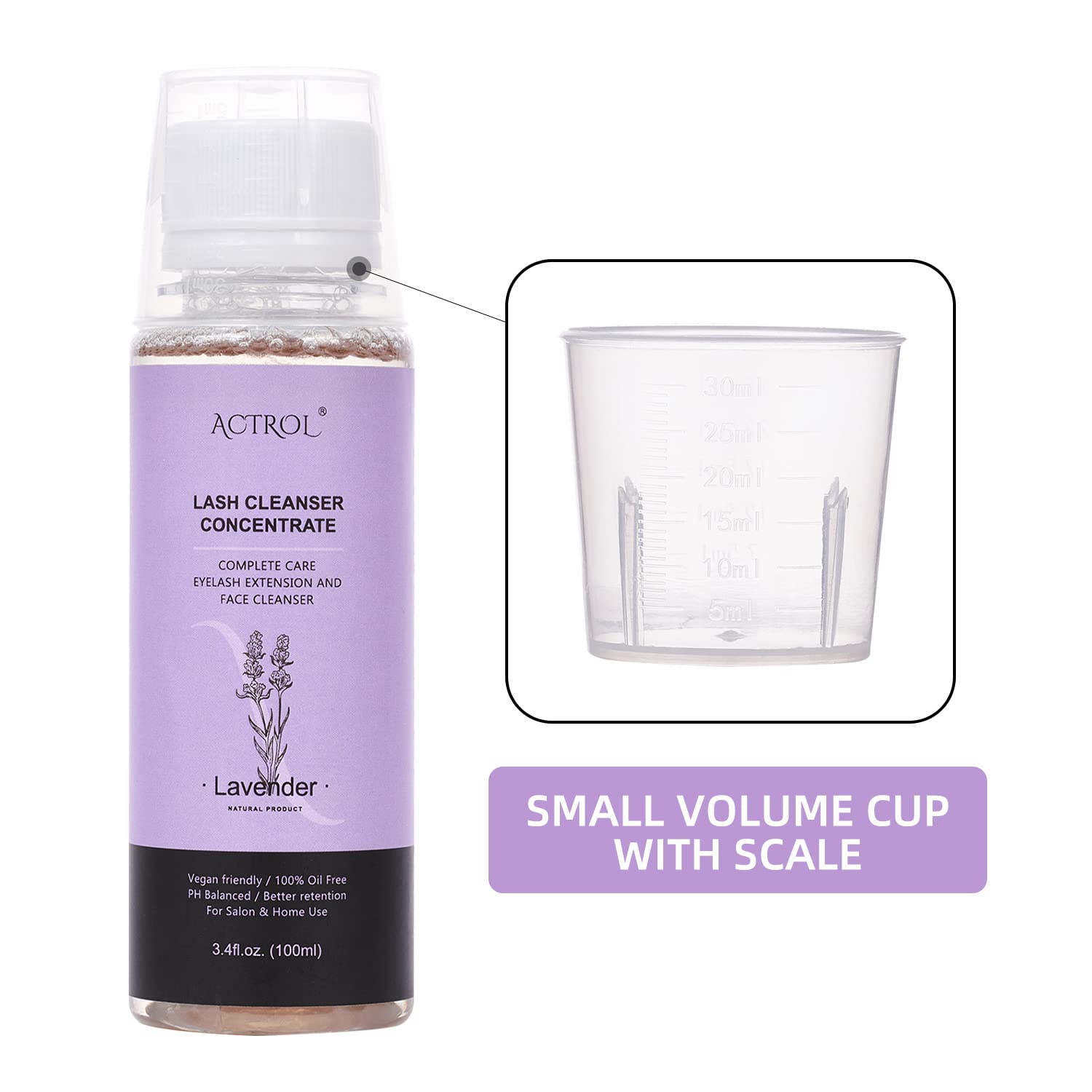 Eyelash Shampoo Concentrate 100ml Lash Extensions Cleanser Concentrate Lavender Foaming Shampoo Paraben & Sulfate Free Wash for Extensions Lashes with Salon Home Care-Makes 60ml Bottles-GlimoraGlow