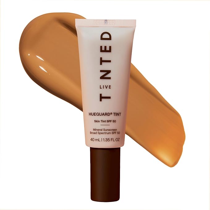 Live Tinted Hueguard Skin Tint SPF 50 - Tinted Mineral Sunscreen with Light-Medium Buildable Coverage With a Hydrating and Radiant Finish - Water and Sweat Resistant, 1.35 fl oz - Shade 06-GlimoraGlow