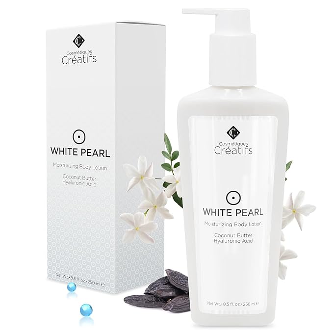 White Pearl Moisturizing Body Lotion with Coconut Butter and Hyaluronic Acid, 8.5 fl. oz.-GlimoraGlow