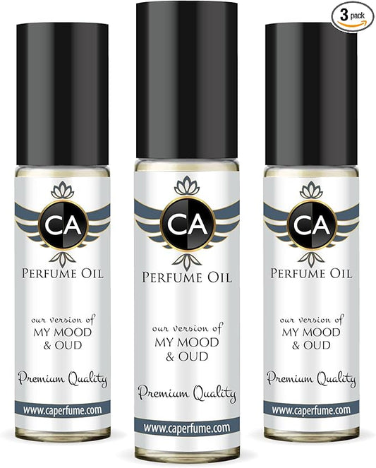 CA Perfume Impression of My Mood & Oud For Women & Men Fragrance Body Oil Roll-On 0.3 Fl Oz-X3-GlimoraGlow