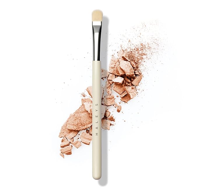 HALEYS Lid Eyeshadow Brush, Medium Flat Tapered Brush, Easy Blending and Shading for Building Eyeshadow Color, High-end Synthetic Bristles, Multi-tasking, for Cream and Powder Makeup, Vegan + CF-GlimoraGlow