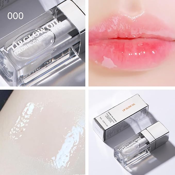 Hydrating Lip Glow Oil Moisturizing Plumping Lip Tint Lip Gloss Transparent Lip Balm Long Lasting Nourishing Repairing Lightening Lip Lines (000# CLEAR)-GlimoraGlow
