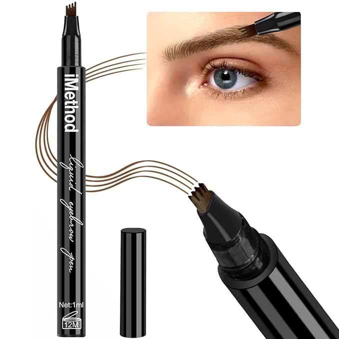 iMethod Eyebrow Pen - iMethod Eyebrow Pencil with a Micro-Fork Tip Applicator Creates Natural Looking Brows Effortlessly and Stays on All Day, Brown-GlimoraGlow