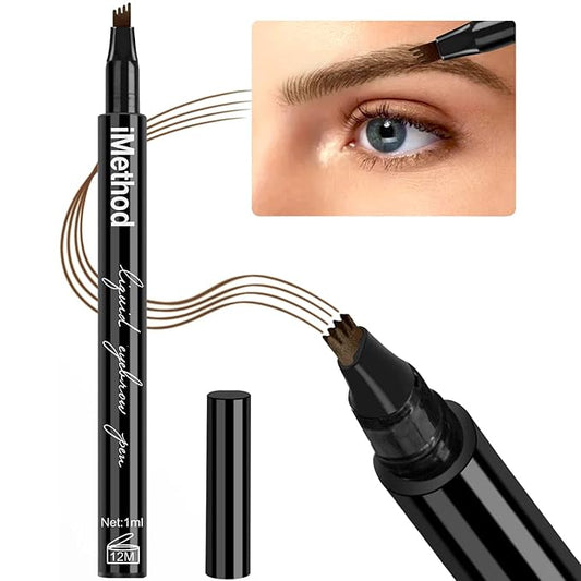 iMethod Eyebrow Pen - iMethod Eyebrow Pencil with a Micro-Fork Tip Applicator Creates Natural Looking Brows Effortlessly and Stays on All Day, Brown-GlimoraGlow