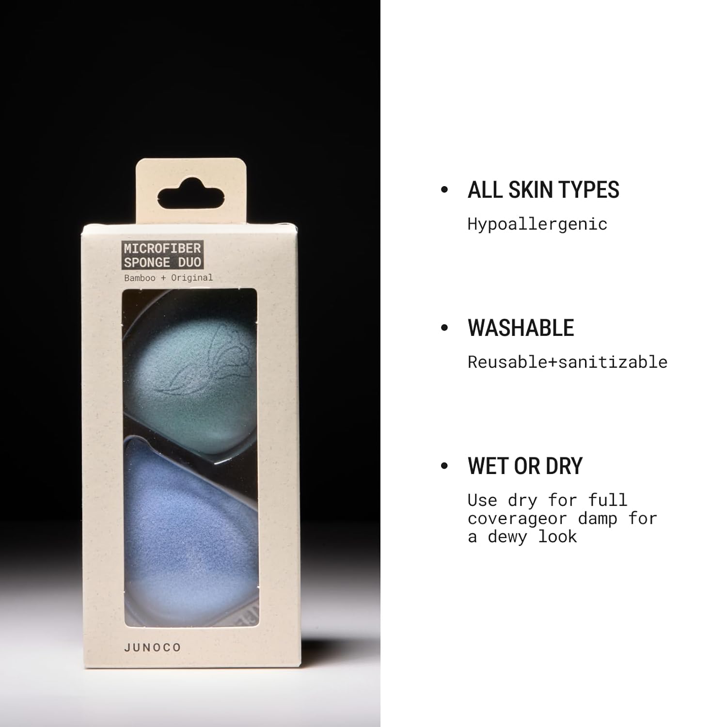 JUNO & Co. Microfiber Makeup Sponge, Dual Layer Technology for Full Coverage Flawless Makeup Blender for Foundation, Powder and Cream (2-Piece Color Duo: Blue and Green)-GlimoraGlow