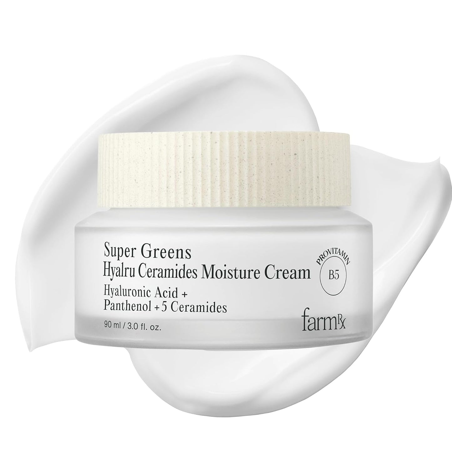 Farm Rx Super Greens Hyalru Ceramides Moisture Cream (3fl oz) - Rich Moisturizer, Strengthen Moisture Barrier, Deep Hydration. Korean Skin Care. Hyaluronic Acid, Panthenol, Vegan.-GlimoraGlow