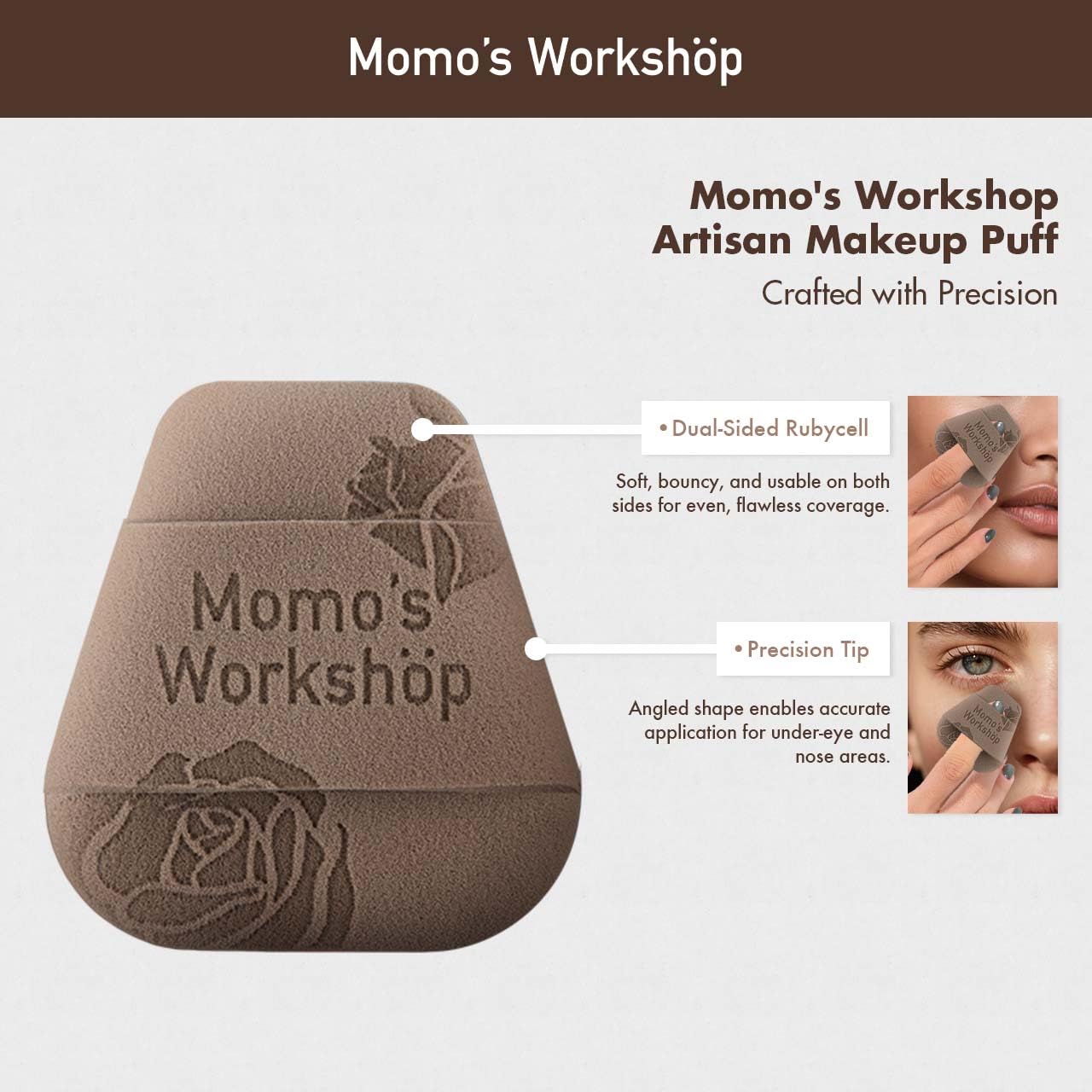 Mini Trapezoidal Makeup Sponge Set,Dual-Use Mini Rubycell Sponge for Foundation/Concealer/Blush,Soft, Even Application for Liquid & Cream Products,3pcs Mini Concealer Puffs & Storage Case-GlimoraGlow