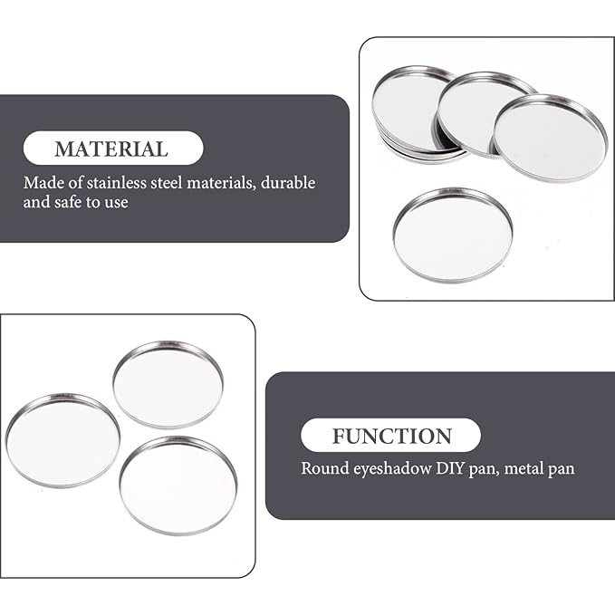 20pcs Metal Makeup Eyeshadow Jars Pan Palettes Tin Lipstick Foundation Single Holder Watercolor Eye Tray Steel Round Blush Pans Magnetic Cosmetic Plate Empty Pigment for-GlimoraGlow