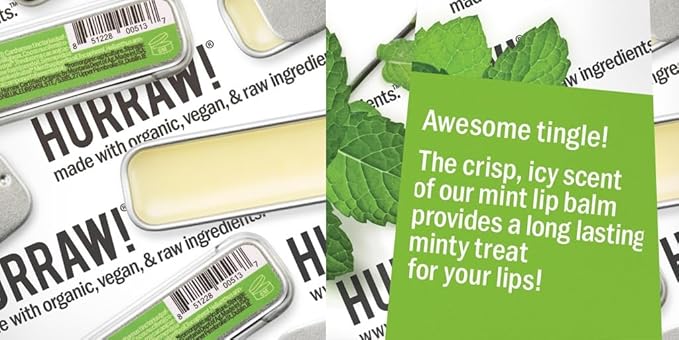 Hurraw! Coconut, Mint, Vanilla Lip Balm Slim Slider Tins, 3 Pack Bundle: Organic, Certified Vegan, Cruelty and Gluten Free. Non-GMO, All Natural Ingredients. Bee, Shea, Soy and Palm Free. Made in USA-GlimoraGlow