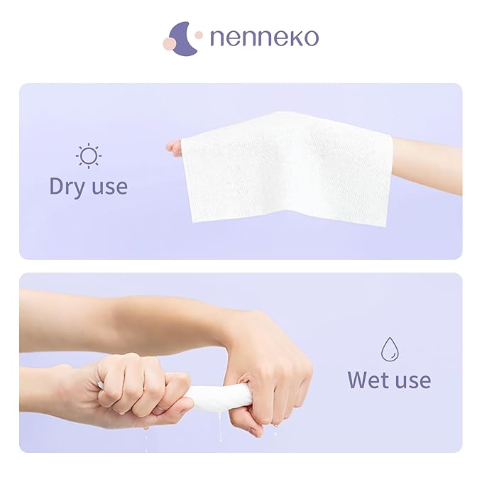 Disposable Face Towel XL Facial Wipes - Organic Vegan Biodegradable Face Towels，Ultra Soft Thick Wash Cloths for Adults and Baby, 100% Cotton Dry Wipes for Washing and Drying-GlimoraGlow