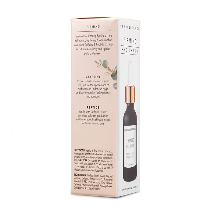 Pearlessence Firming Eye Serum with Caffeine + Peptide – Rejuvenates Puffy Eyes & Reduces Under Eye Bags | Made in USA & Cruelty Free (1oz)-GlimoraGlow