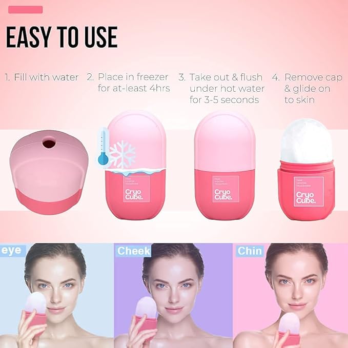 Ice Roller for Face, Eyes and Neck Naturally tone and tighten skin, de-puff eye bags, add a healthy glow Cryotherapy for face and neck which helps enhance skin elasticity (Pack of 1)-GlimoraGlow