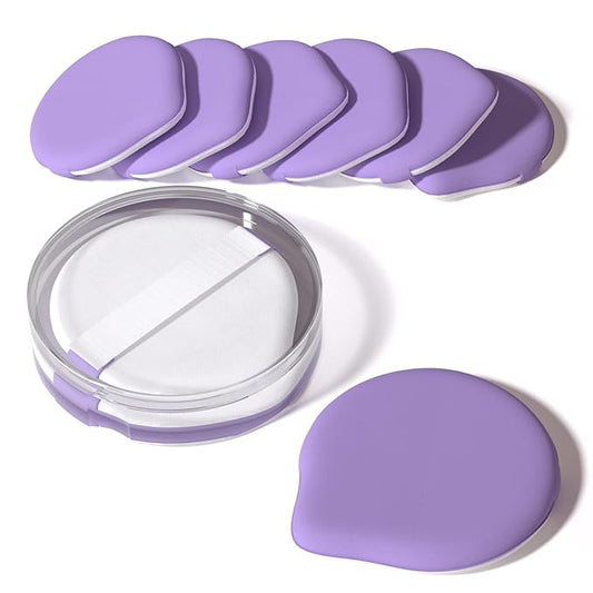 MOHOPE 8Pcs Air Cushion Makeup Puffs for Foundation with Portable Box, No Latex Blending Sponge for Liquid, Cream, Foundation and Powder, Teardrop Powder Puff, Purple-GlimoraGlow