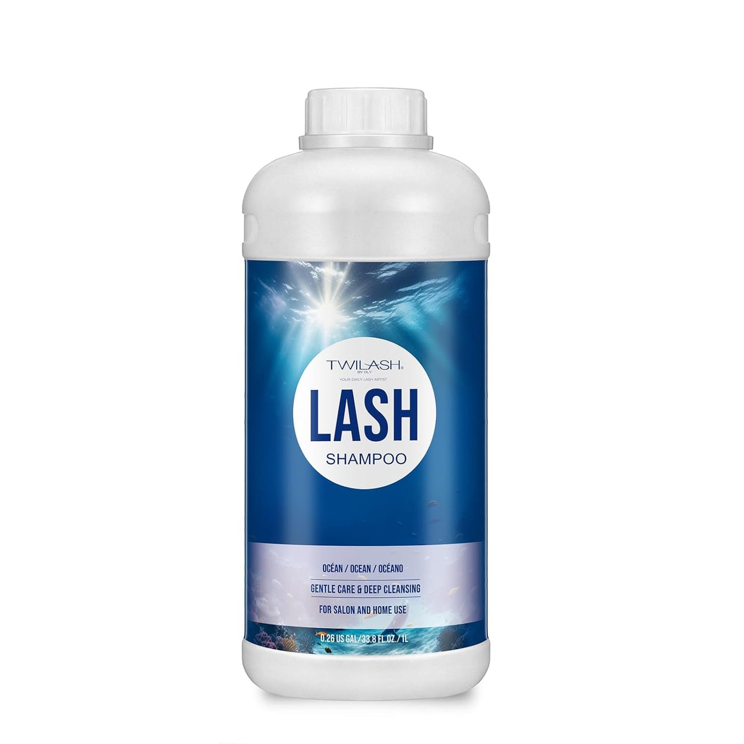Lash Shampoo Bulk, Eyelash Cleanser for Extensions 1 Liters, Safe Makeup Remover, Non-irritating or Burning Formula Eyelid Foaming Cleanser for Professional Salon and Home Use (Ocean-1L)-GlimoraGlow