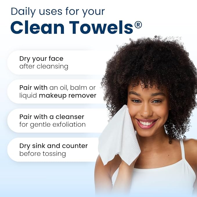 Clean Skin Club Clean Towels XL™, 100% USDA Biobased Dermatologist Approved Face Towel, Disposable Clinically Tested Face Towelette, Facial Washcloth, Makeup Remover Dry Wipes, 300 ct, 6 pack-GlimoraGlow