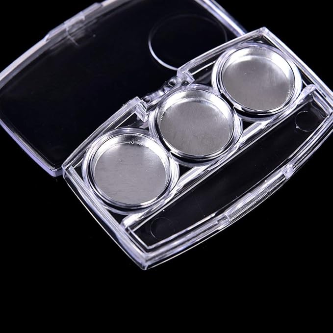 10 Pcs Clear Empty Eyeshadow Palette Plastic Eyeshadow Storage Box Case with 3 Grids Palettes Lipstick Box Pigment Palette Tray Plastic Cosmetics Container Box DIY Makeup Powder Sample Box-GlimoraGlow
