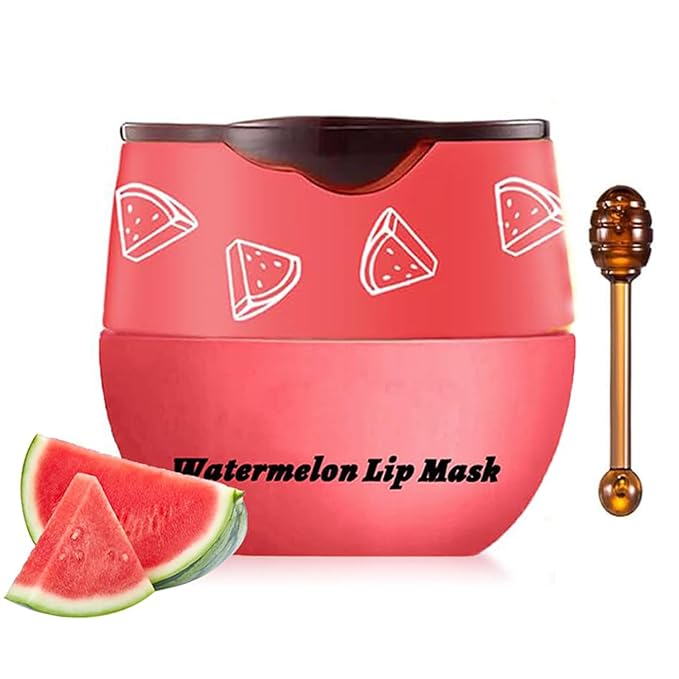 1PCS Lip Balm Honey Lip Balm, Honey Pot Lip Balm Sleeping Lip Mask with Brush, Hydrating & Prevention Dry and Cracked, Lip Scrubs Exfoliator & Moisturizer-GlimoraGlow