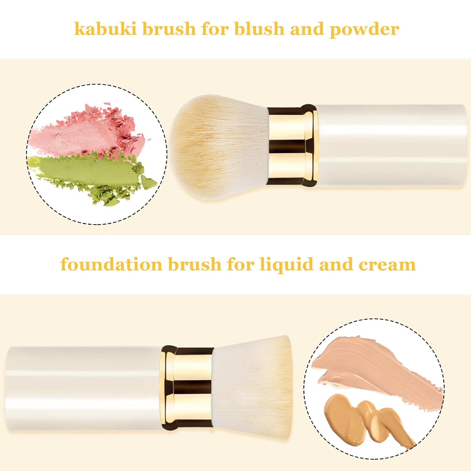 Retractable Kabuki Makeup Brush 2 Pack, Travel Powder Foundation Makeup Brush Face Blush Brushes for Blending Liquid, Blush, Bronzer, Buffing, Sunscreen,Flawless Cosmetics-GlimoraGlow
