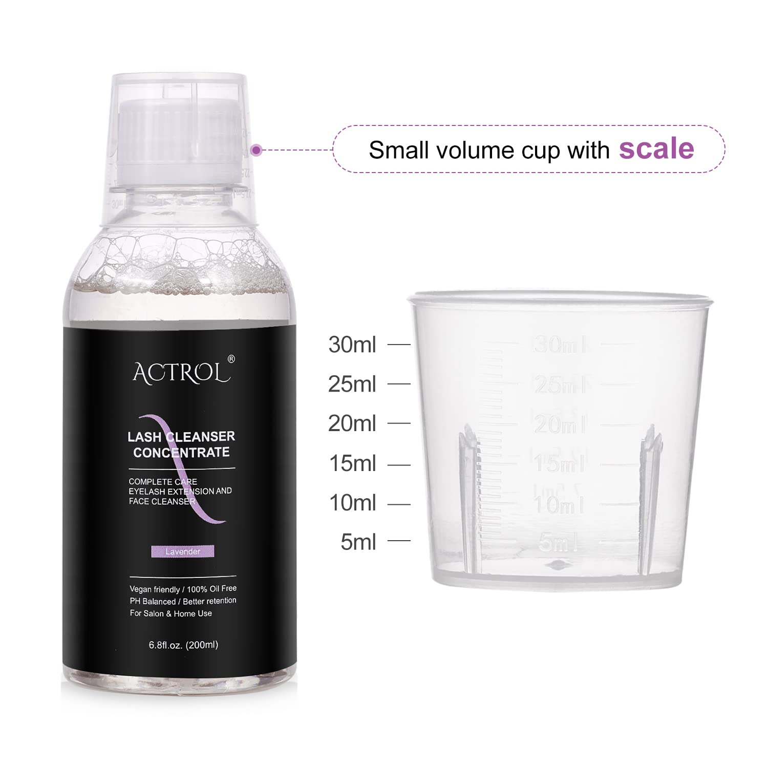 Eyelash Cleanser Concentrate 200ml Lavender Professional Lash Shampoo Foaming Cleanser Lash Wash Concentrate for Extensions Lashes with Salon Home Care-Makes 40 Bottles-GlimoraGlow