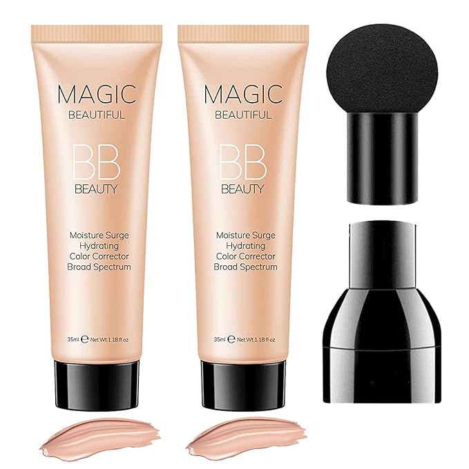 2 Pcs BB Cream Full Coverage Foundation,Hydrating Natural Flawless Concealer, Clean Nude Makeup Base,Color Correcting Oil-Free BB Cream(light skin tone)-GlimoraGlow