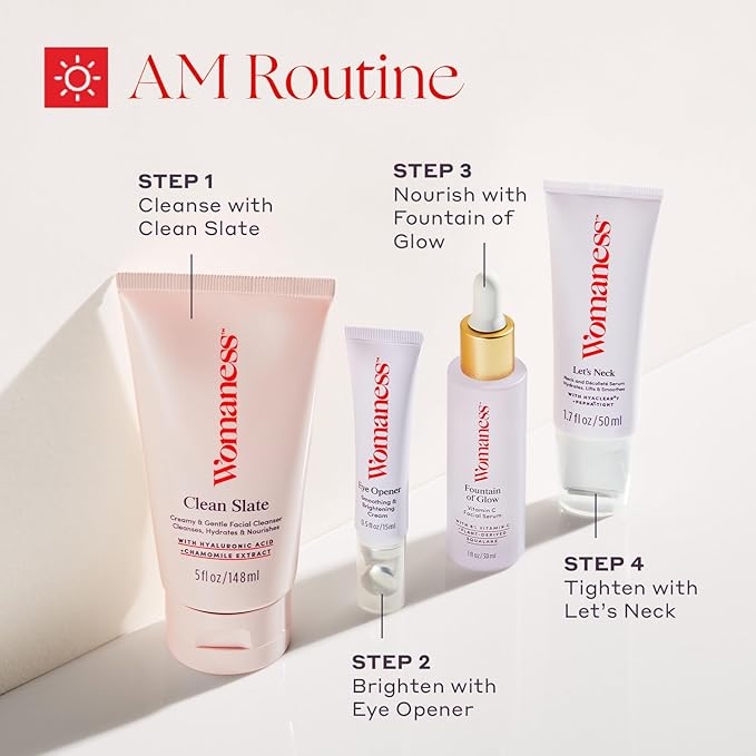 Womaness Let's Neck Firming Serum - Hydrates, Lifts, and Smoothes with Cooling & Massaging Roller Applicator - Cream for Women to Smooth Wrinkles & Tightening Sagging Skin - 50ml Roller-GlimoraGlow