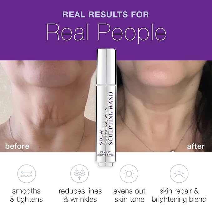 SBLA Beauty - Neck, Chin & Jawline Sculpting Wand 0.7 Fl Oz / 20mL - Lifts & Firms the Neck, Chin, Jawline & Decollete - Reduces Lines & Wrinkles - Smooths, Tightens Sagging Skin - Evens Out Skin Tone-GlimoraGlow