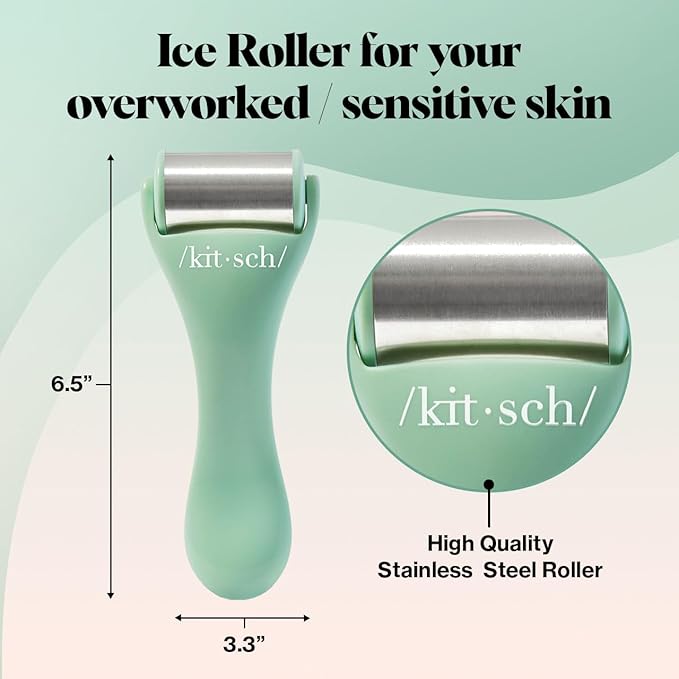 Kitsch Ice Roller for Face – Stainless Steel Face Ice Roller to Reduce Puffiness, Redness & Headaches – Cooling Facial Roller for Skin Care, Irritation Relief & Spa-Like Experience at Home - Mint-GlimoraGlow