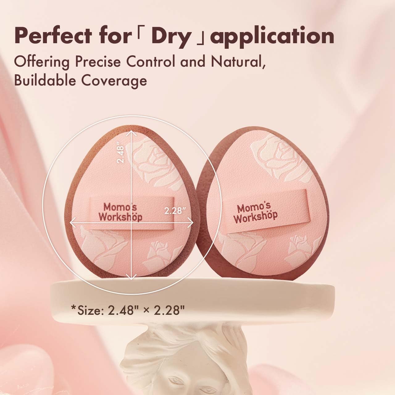 Multi-Use Mini Makeup Sponge Set,Oil-Control & Makeup Setting, Cut-Edge Design for Cream & Powder Products, for Oily Skin,Pink-Brown, 3PCS Mini Beauty Concealer Sponges & Storage Case-GlimoraGlow