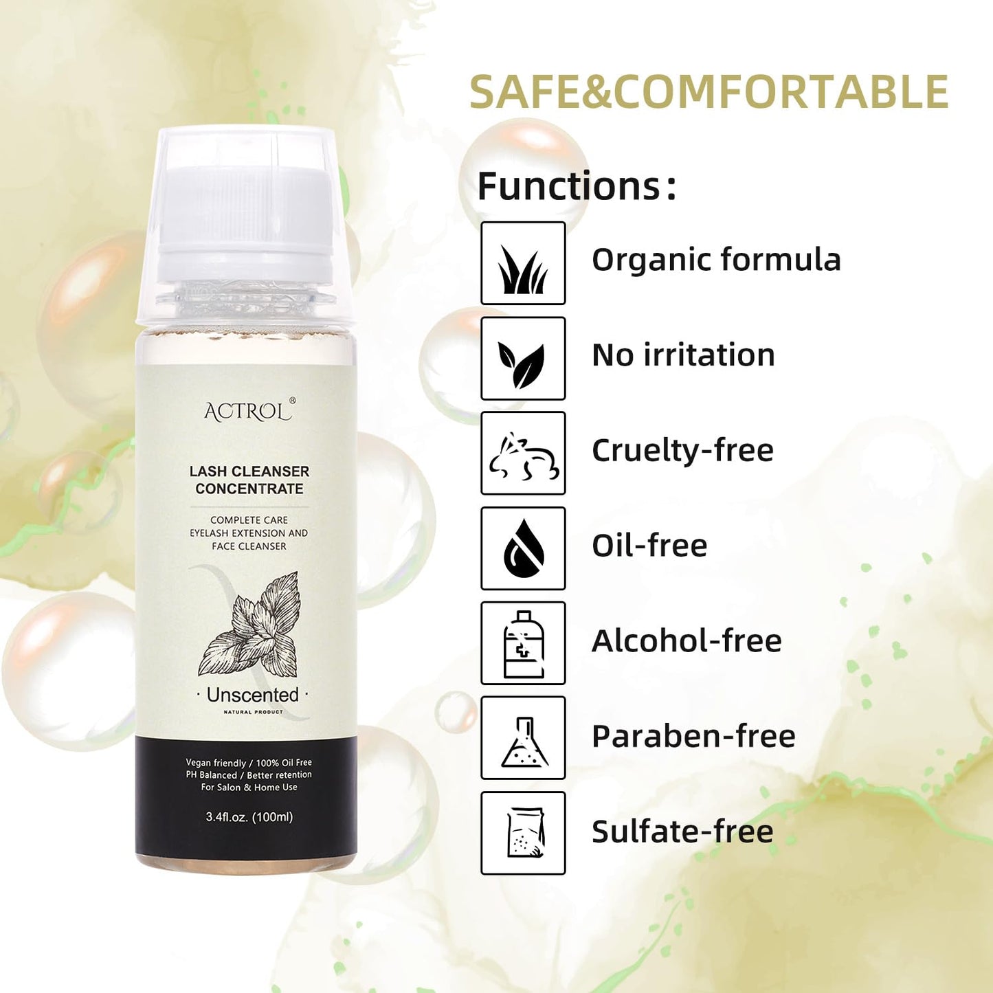 Eyelash Shampoo Concentrate 100ml Lash Extensions Cleanser Concentrate Unscented Natural Foaming Shampoo DIY Wash for Extensions Lashes with Salon Home Care-Makes 60ml Bottles-GlimoraGlow