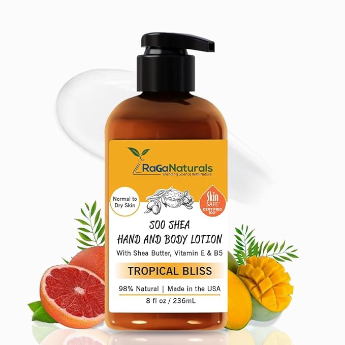 RaGaNaturals Natural Mango Shea Butter Lotion - Tropical Lotion with Vitamin E, B5, Argan & Avocado Oil - Refreshing, Hydrating & Nourishing Moisturizer - Vegan, Cruelty-Free & Paraben Free - 8 Oz-GlimoraGlow
