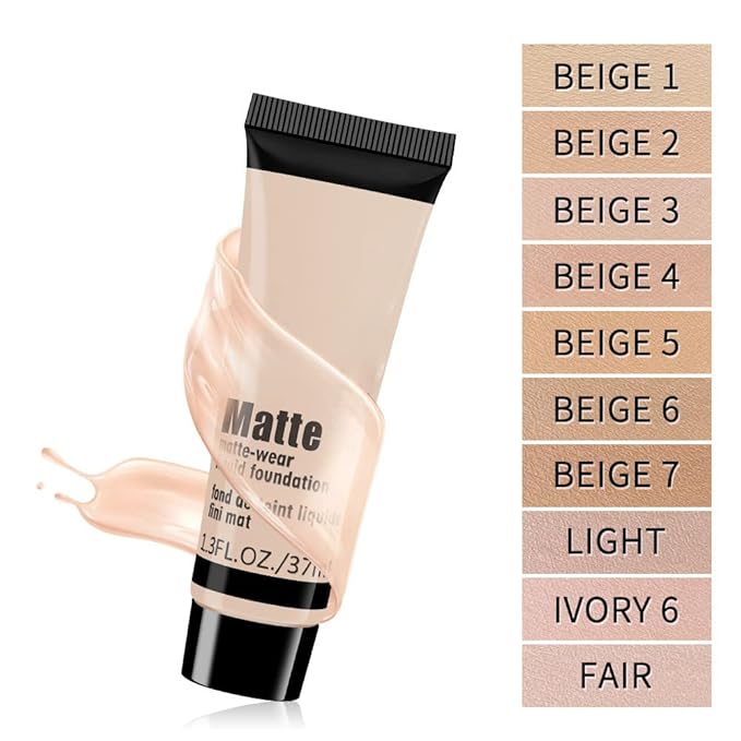 1 Pack Liquid Foundation Cream for Face Makeup,Durable Full Coverage Matte Concealer Make Up,Oil Control & Waterproof Base Primer -1 Fl.Oz (BEIGE 3#)-GlimoraGlow