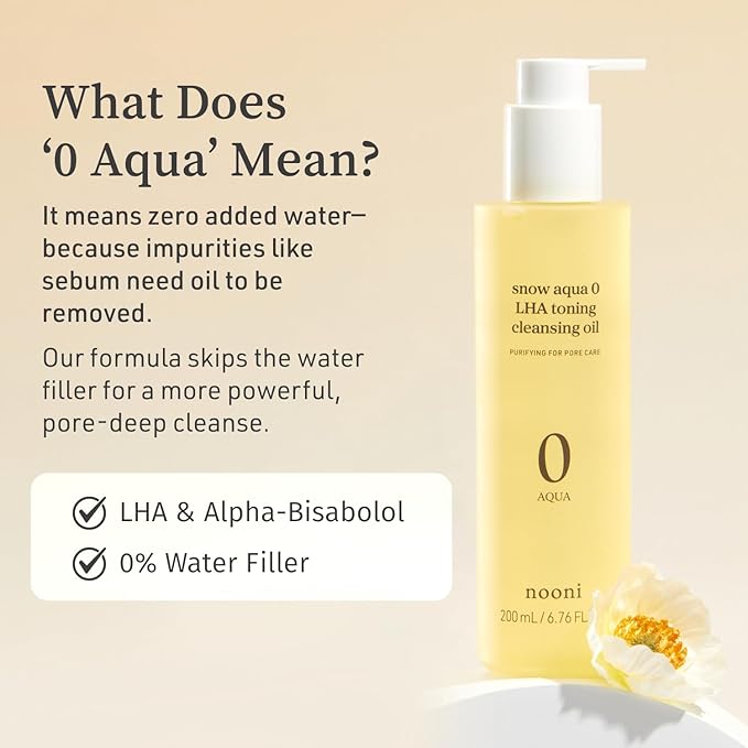 NOONI Facial Cleanser - Snow Aqua 0 LHA Toning Cleansing Oil | Makeup Blackhead Remover, Pore Control, Glass Skin, Help Control Sebum, Revitalizing, Moisturizing, Korean Skin Care, 6.76 Fl Oz (200 ml)-GlimoraGlow