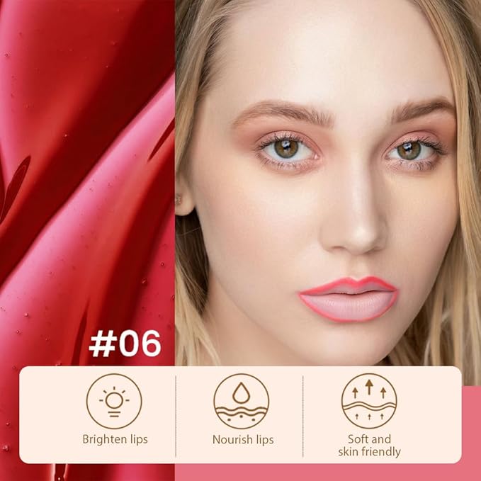 2 Pcs Matte Liquid Lip Stain Peel Off Lip Liner, Long Lasting Lip Tattoo, Waterproof & Transfer-Proof Lip Liner Peel Off Lip Gloss for All Skin Types. 0.12 fl oz #00+#06-GlimoraGlow