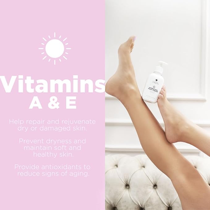 Hydrating Foot Cream for Dry Cracked Heels and Feet, 8.5 fl. oz., Deep Moisturizing Seaweed Extract and Shea Butter, Restores Soft Supple Skin-GlimoraGlow