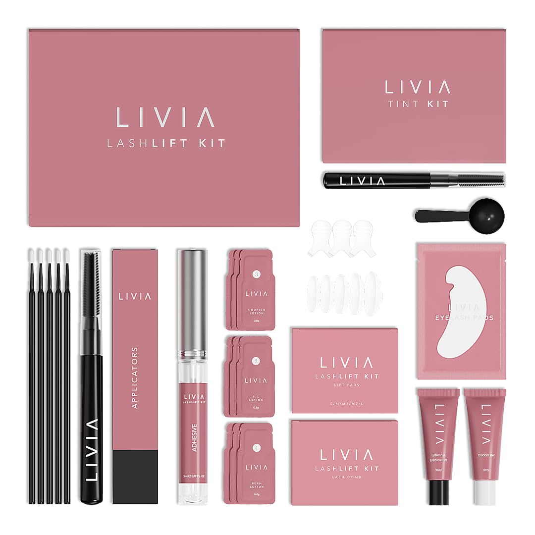 Lash Lift Kit + Color Kit by Livia - Perfectly Curled and Darker Lashes for 8 Weeks from Home, Faster Alternative to Lash Serums, Complete 3 Applications DIY Perm Kit-GlimoraGlow
