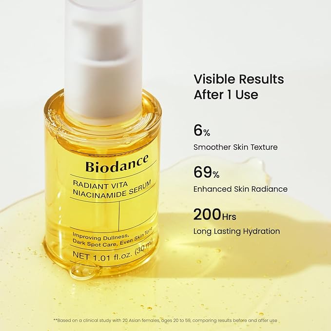 BIODANCE Radiant Vita Niacinamide Serum, Brightening, Dark Spot Care, Hydrating for Sensitive Skin, Filter Glow Serum for All Skin Types, Korean Skincare | 1.01 floz x 1 ea-GlimoraGlow