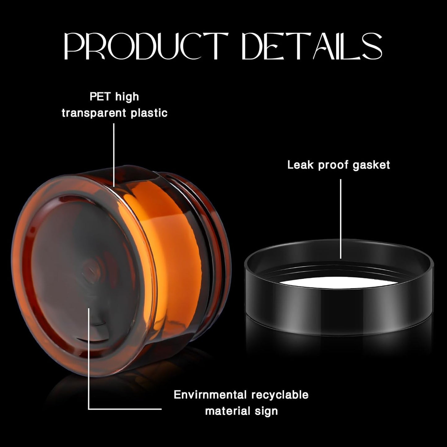 200 Pcs 1 oz Empty Bulk Plastic Container Jars with Lid Leak Proof Round Plastic Jars Small Cosmetic Travel Containers for Storage Makeup Creams Lotion Ointments, Amber-GlimoraGlow