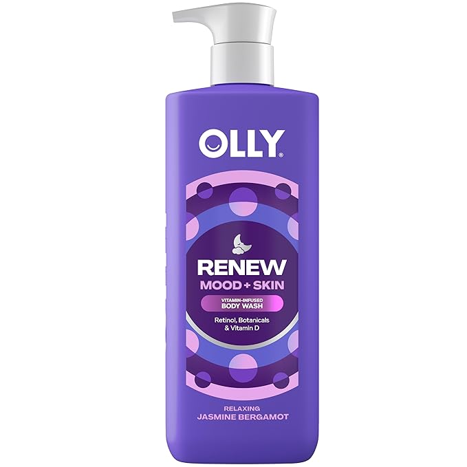 OLLY Renew Body Wash with Vitamin D, Retinol & Botanicals – Nourishing Cleanser for Skin Barrier Repair, Deep Hydration, Jasmine Bergamot Scent, 17oz-GlimoraGlow