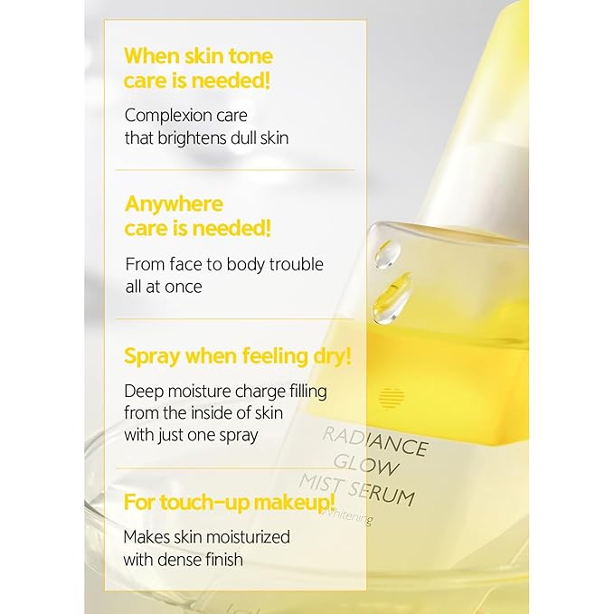 LALACHUU Glow Mist Serum – Hydrating & Soothing Face Mist Artemisia, Centella Asiatica, Evening Primrose, Korean Skin Care, Made in Korea, for Sensitive Skin (Radiance, 3.38 oz)-GlimoraGlow